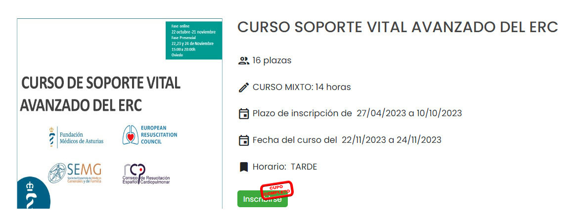 curso soporte vital avanzado erc