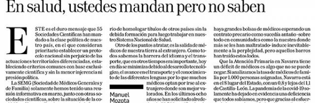 EN SALUD, USTEDES MANDAN PERO NO SABEN - Art&iacute;culo M. Mozota