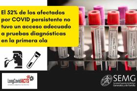 El 52% de los afectados por COVID persistente no tuvo un acceso adecuado a pruebas diagn&oacute;sticas en la primera ola